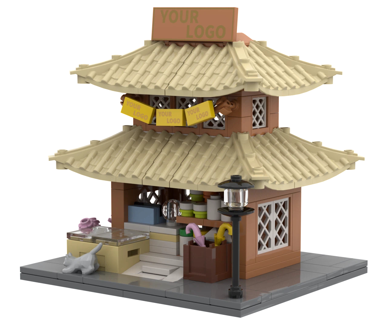 Custom Miniature Food Stall Building Block Set – Scenic Landmark Souvenir