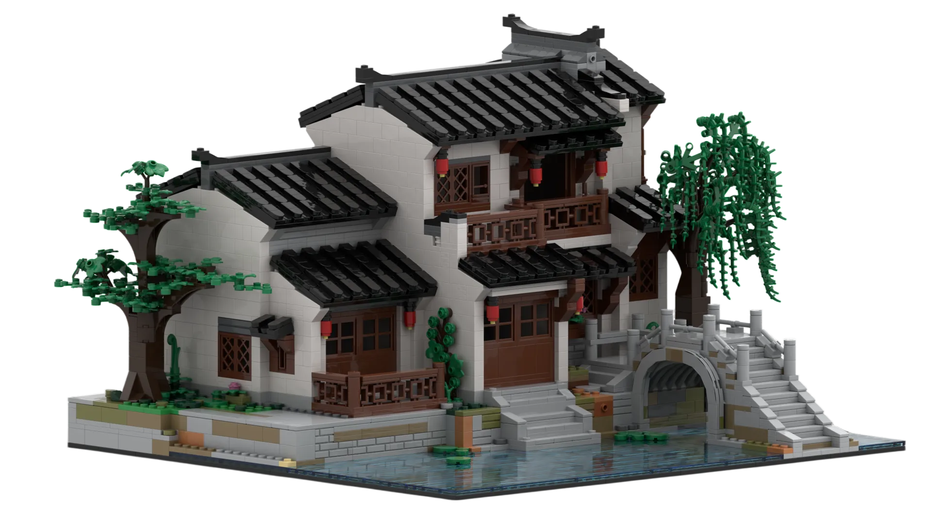 China Traditional Architecutre Buillding Blocks Waterside Residence – A Timeless Tribute to Chinese Architectural Heritage