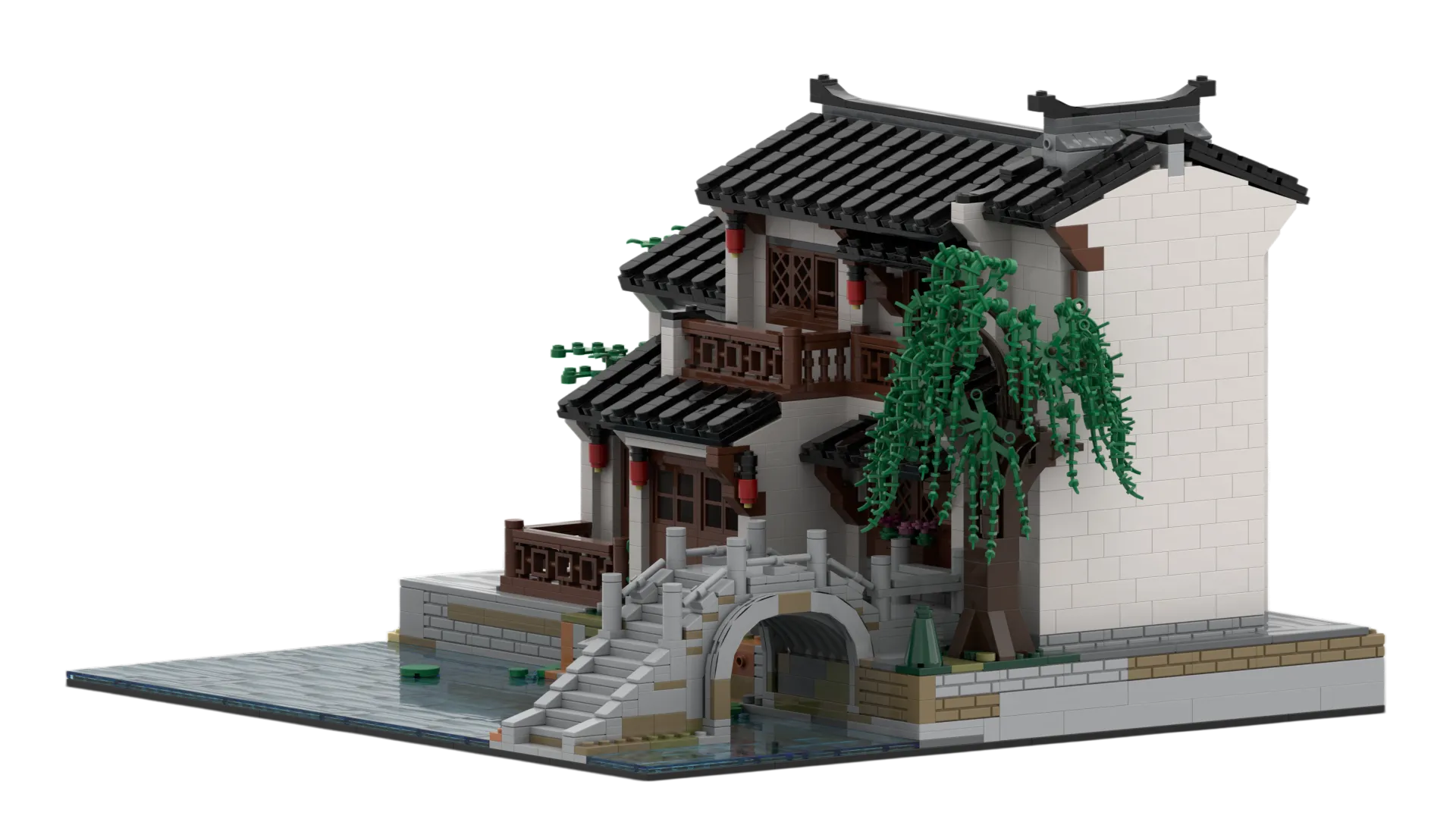 China Traditional Architecutre Buillding Blocks Waterside Residence – A Timeless Tribute to Chinese Architectural Heritage