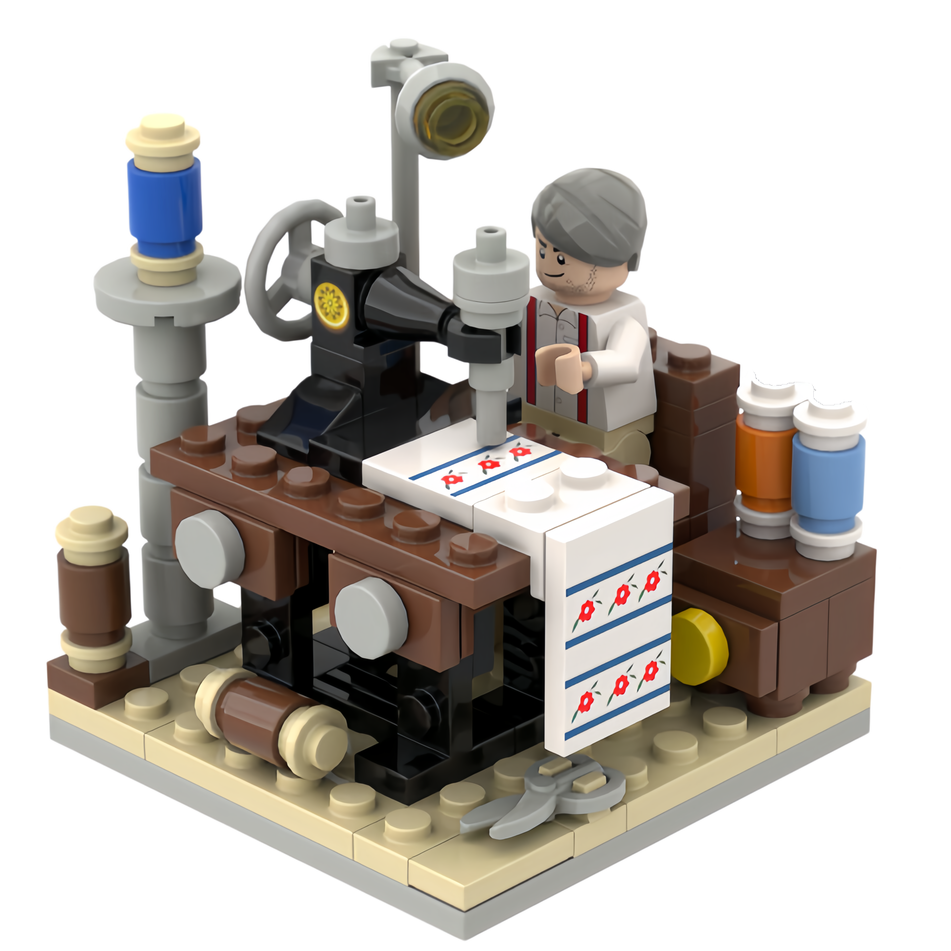 Custom Vintage Sewing Machine Building Block Set - Retro Mini Brick Workshop Model