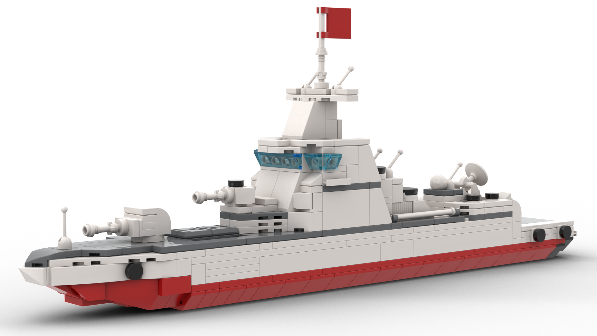Custom Naval Destroyer Building Block Set – Military Ship Display Collection