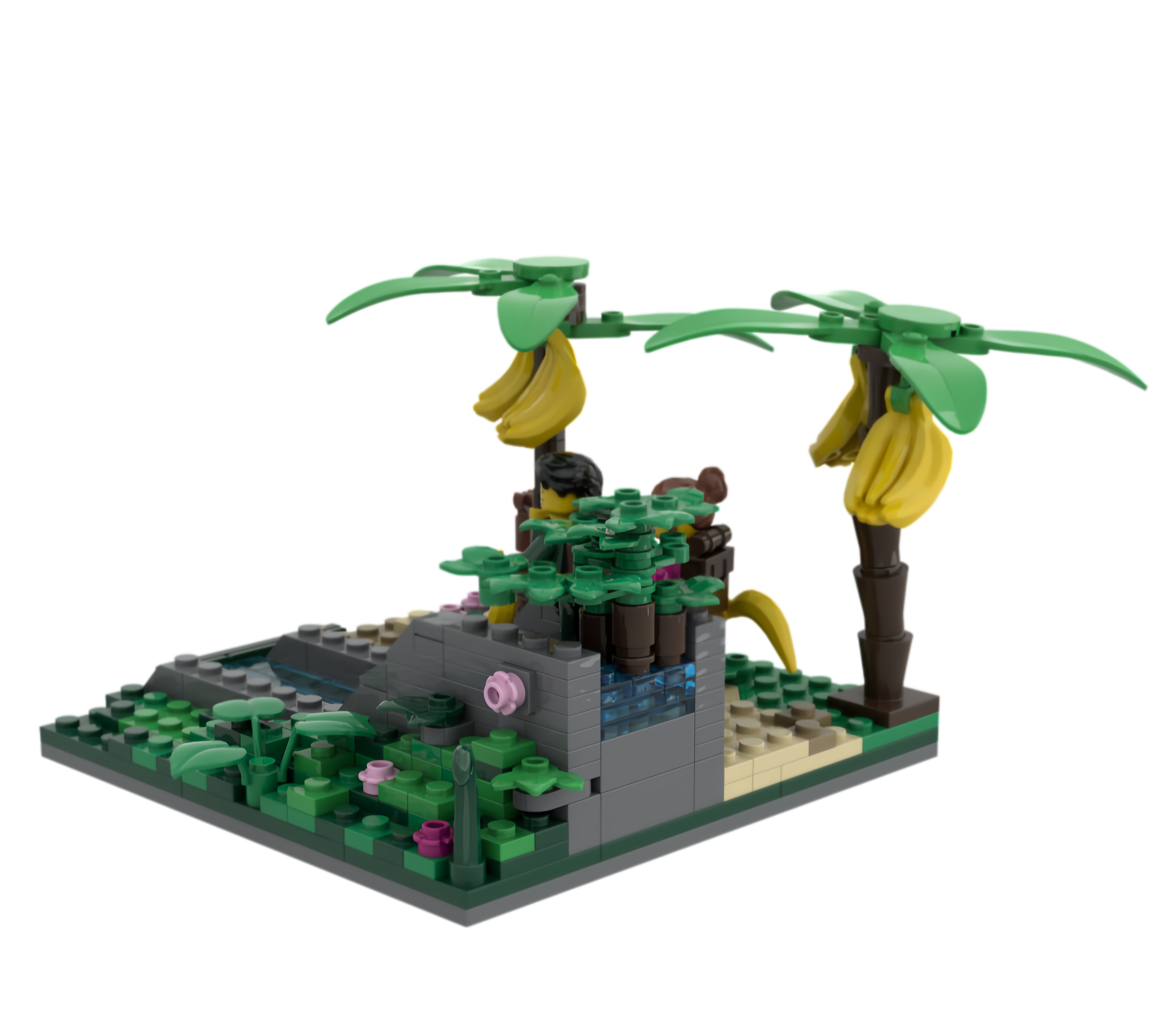 Custom Tropical Rainforest Building Block Set – Nature Landscape Brick Model Collection
