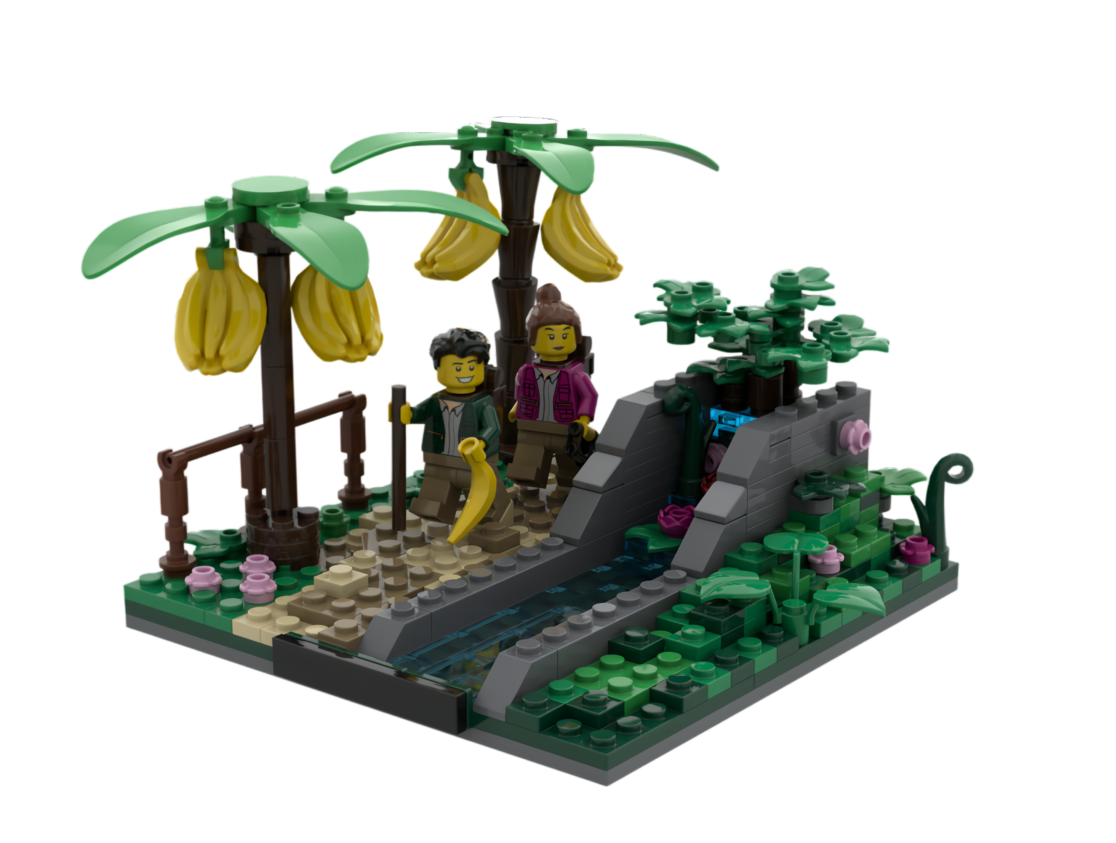Custom Tropical Rainforest Building Block Set – Nature Landscape Brick Model Collection