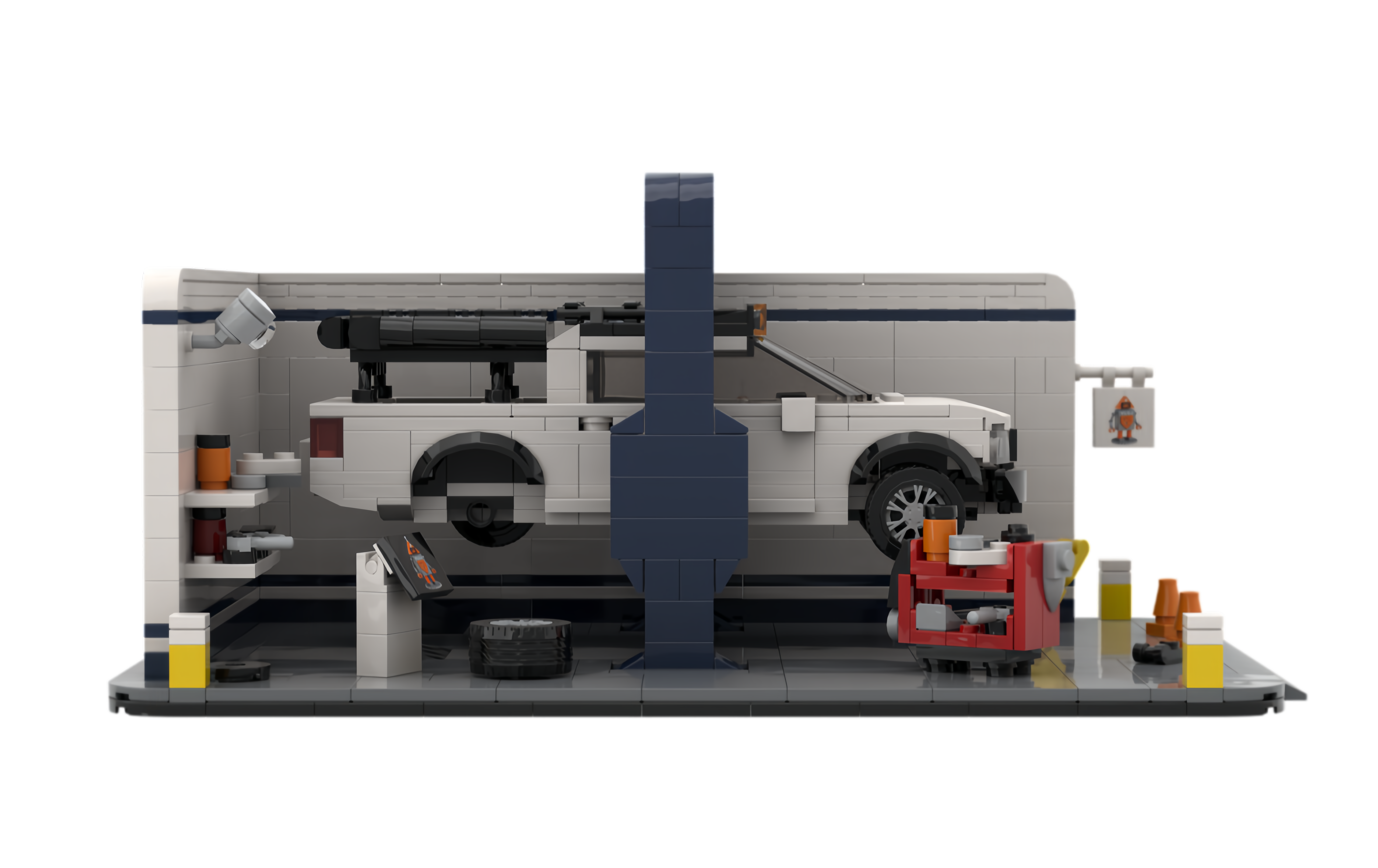 Custom Car Repair Garage Building Block Set – Automotive Workshop Brick Model Collection