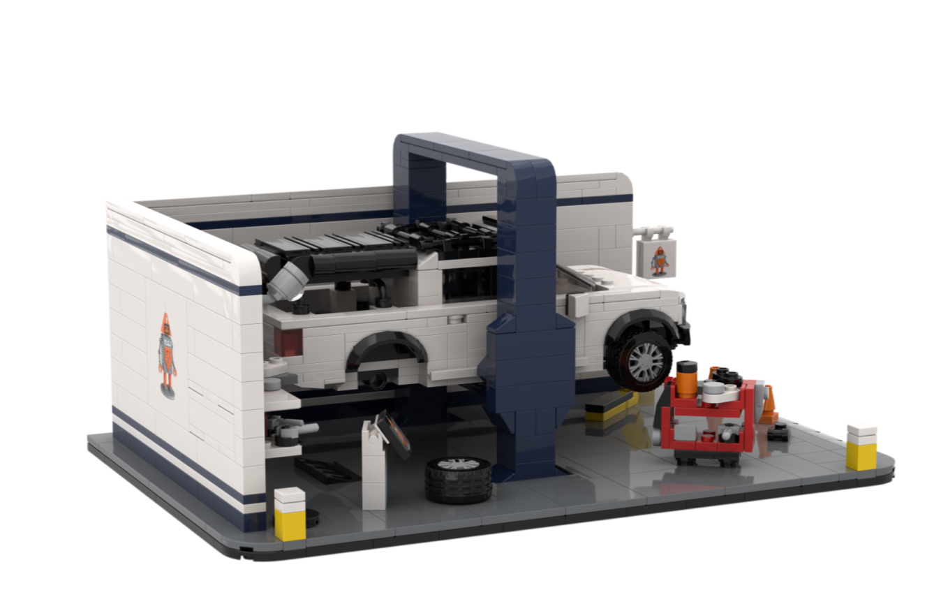 Custom Car Repair Garage Building Block Set – Automotive Workshop Brick Model Collection