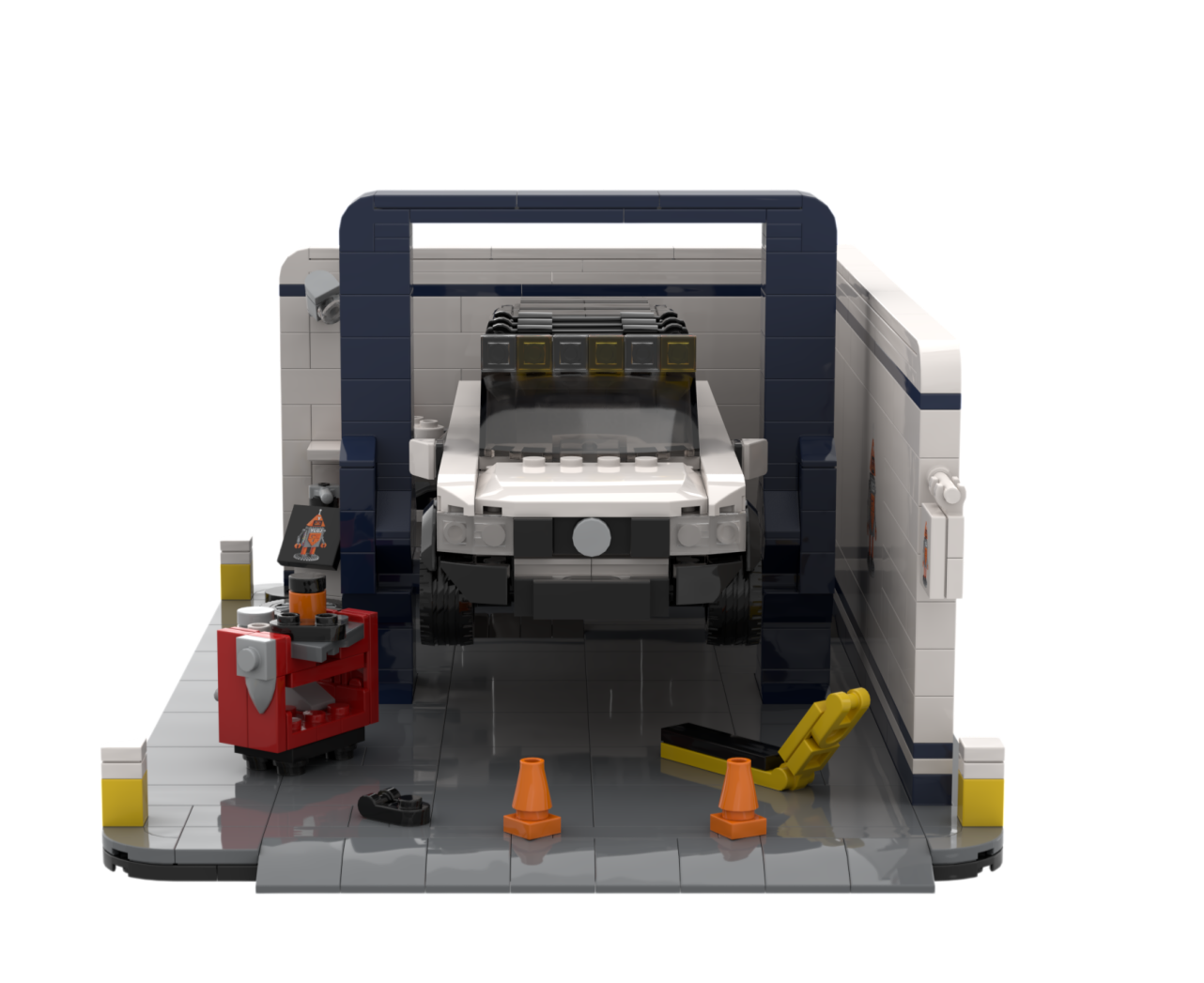 Custom Car Repair Garage Building Block Set – Automotive Workshop Brick Model Collection