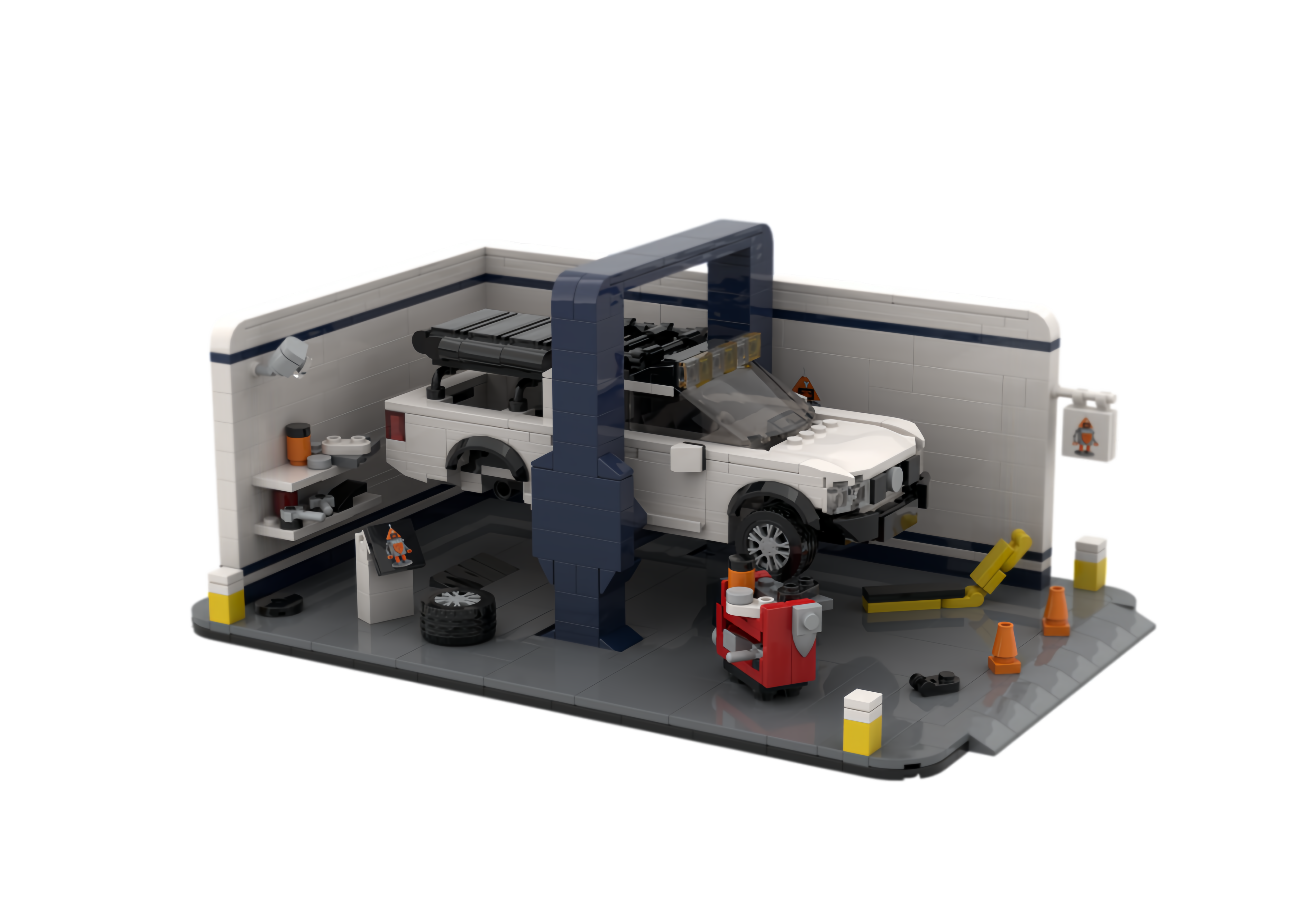 Custom Car Repair Garage Building Block Set – Automotive Workshop Brick Model Collection