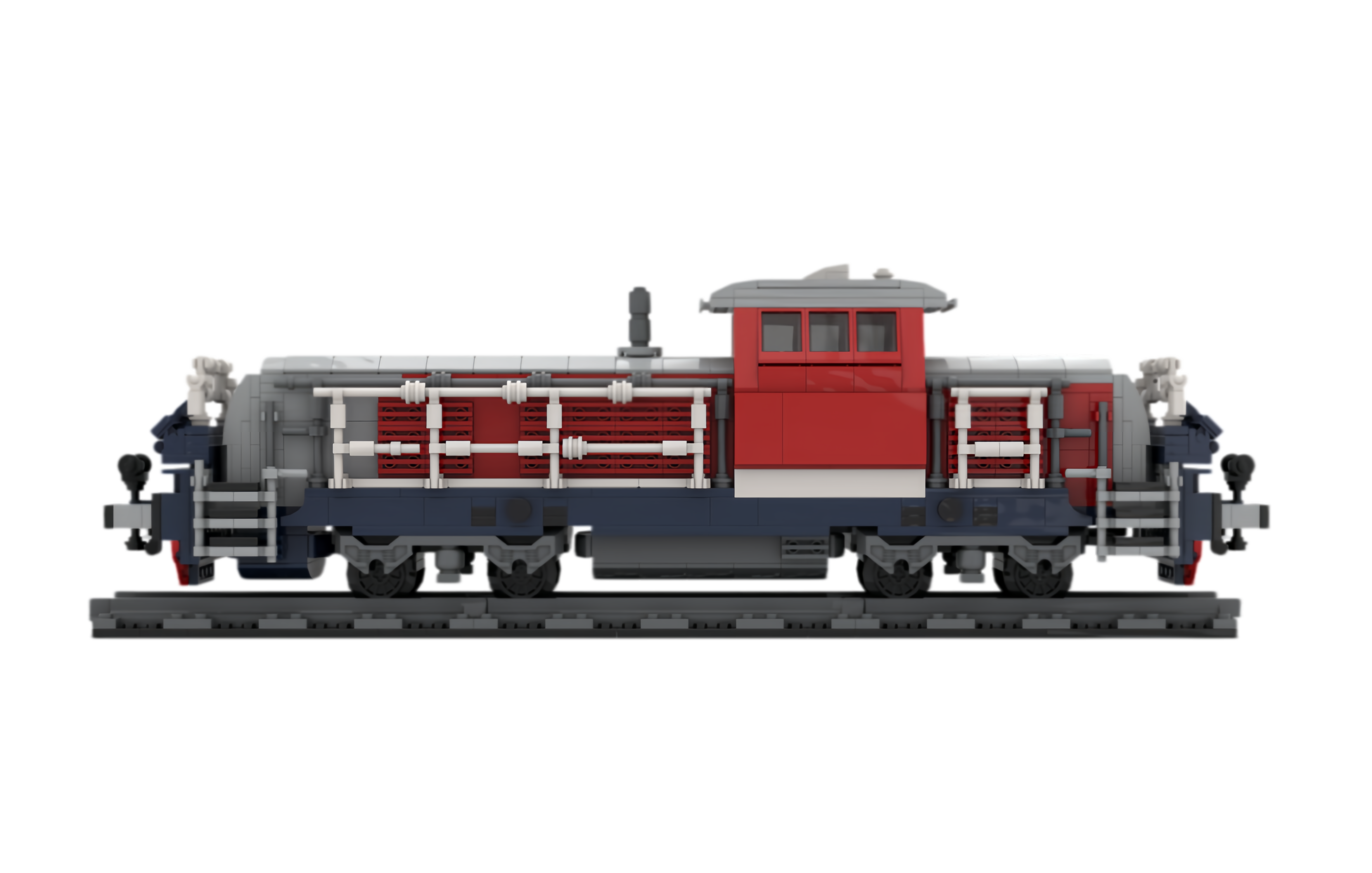 Custom Diesel Shunting Locomotive Building Block Set - Railway Train Brick Model