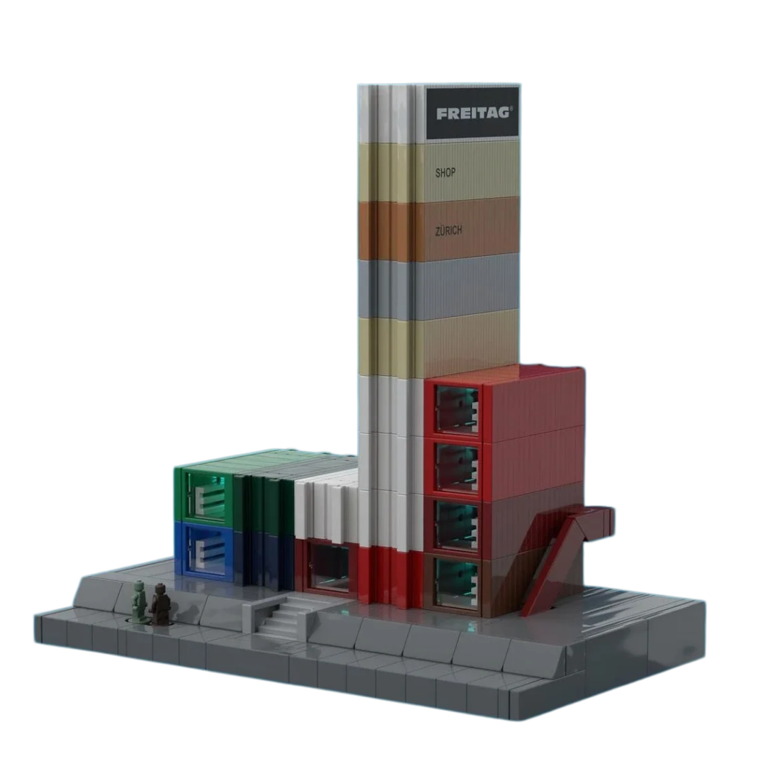 Colorful Container-Style Flagship Store Building Block Model – Architectural MOC Display Set