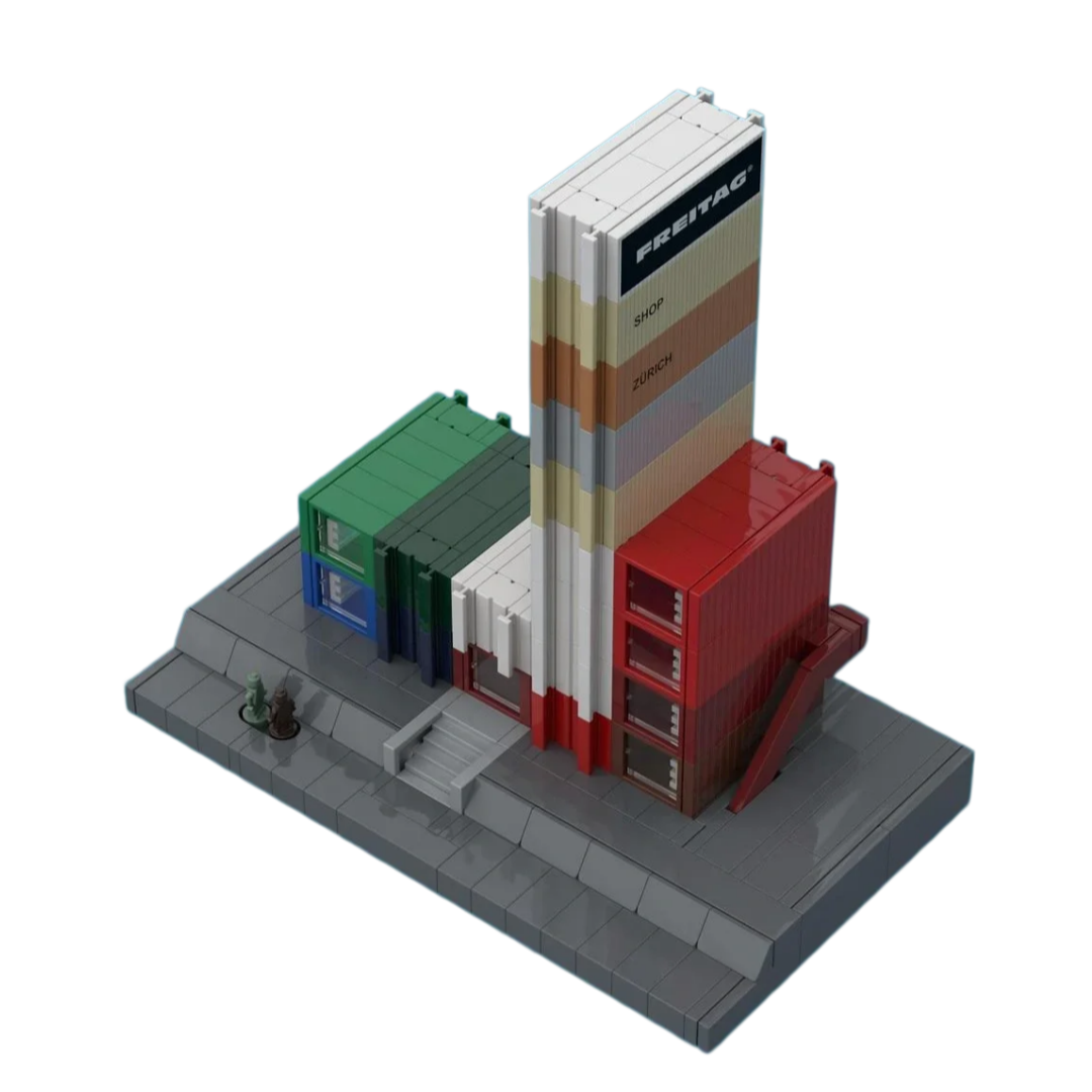 Colorful Container-Style Flagship Store Building Block Model – Architectural MOC Display Set