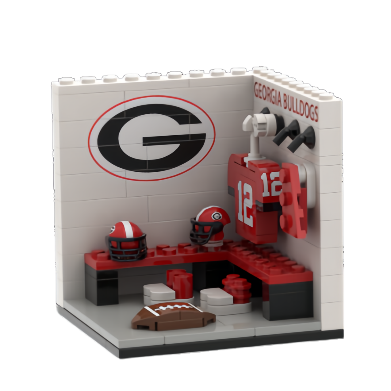 Custom Sports Locker Room L-Shaped Building Block Model – Mini Locker Room Scene