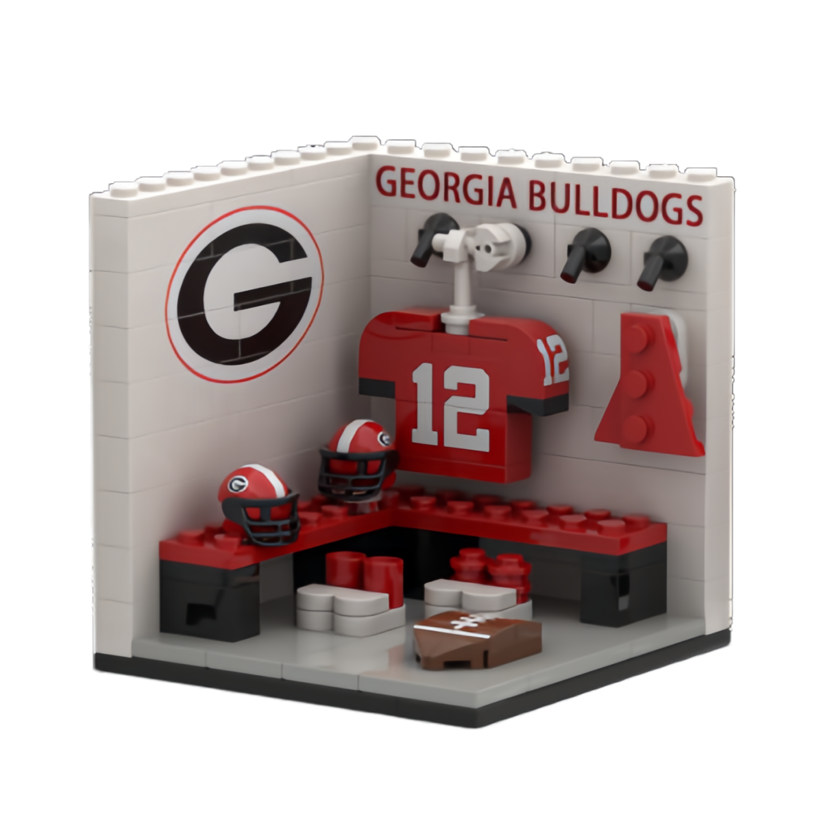 Custom Sports Locker Room L-Shaped Building Block Model – Mini Locker Room Scene