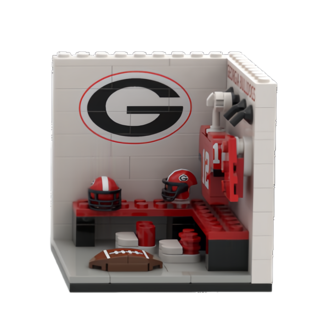 Custom Sports Locker Room L-Shaped Building Block Model – Mini Locker Room Scene