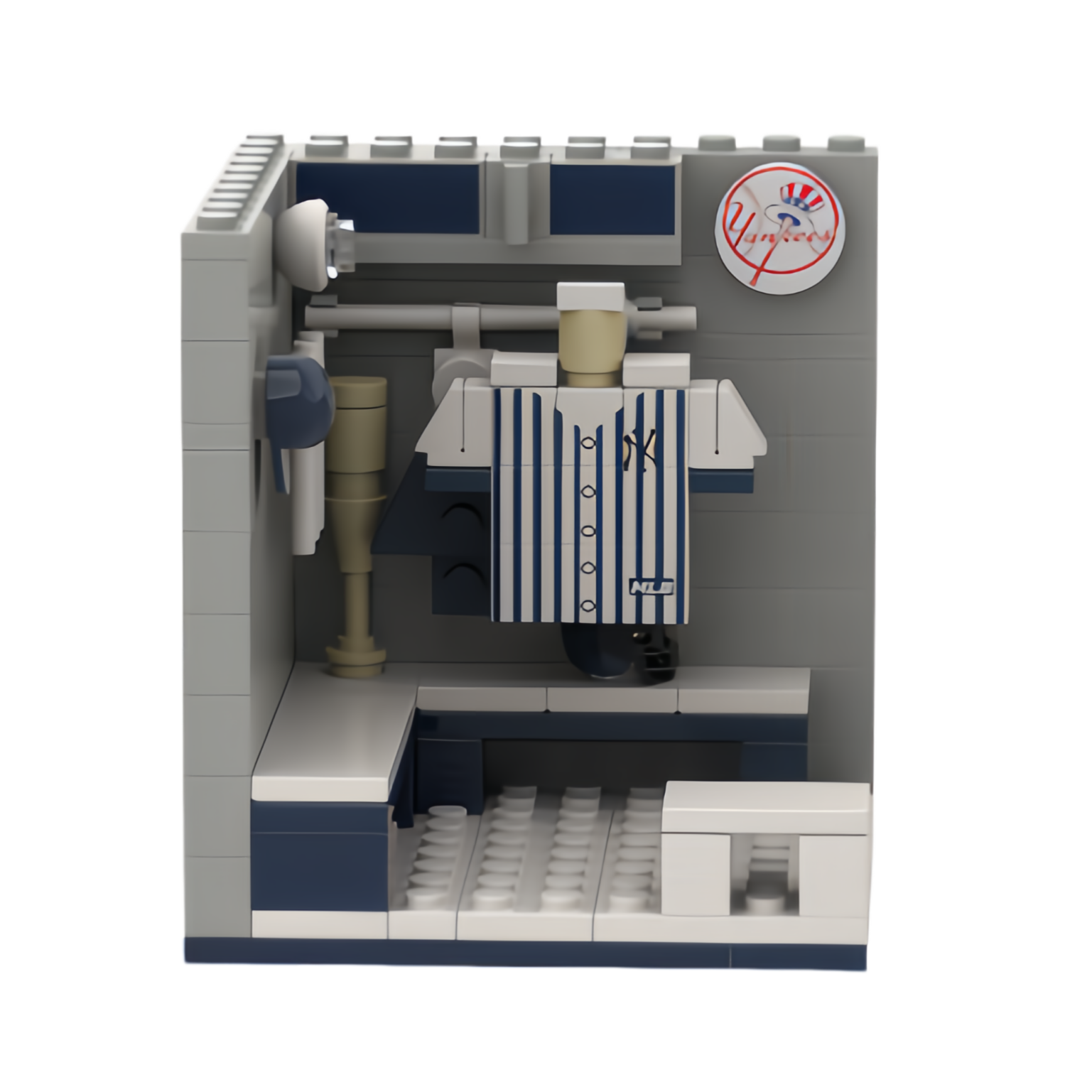 Custom Sports Locker Room L-Shaped Building Block Model – Mini Locker Room Scene