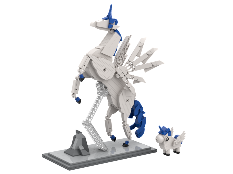 Winged Unicorn Building Block Gifts – Fantasy Unicorn Brick Model with Wings & Mini Companion