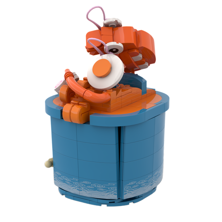 Custom Ramen Building Blocks – Giant Seafood Noodle Cup MOC Model with Embedded Miniature Shop