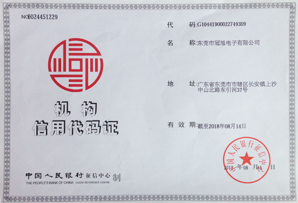 Certificate of Credit Code