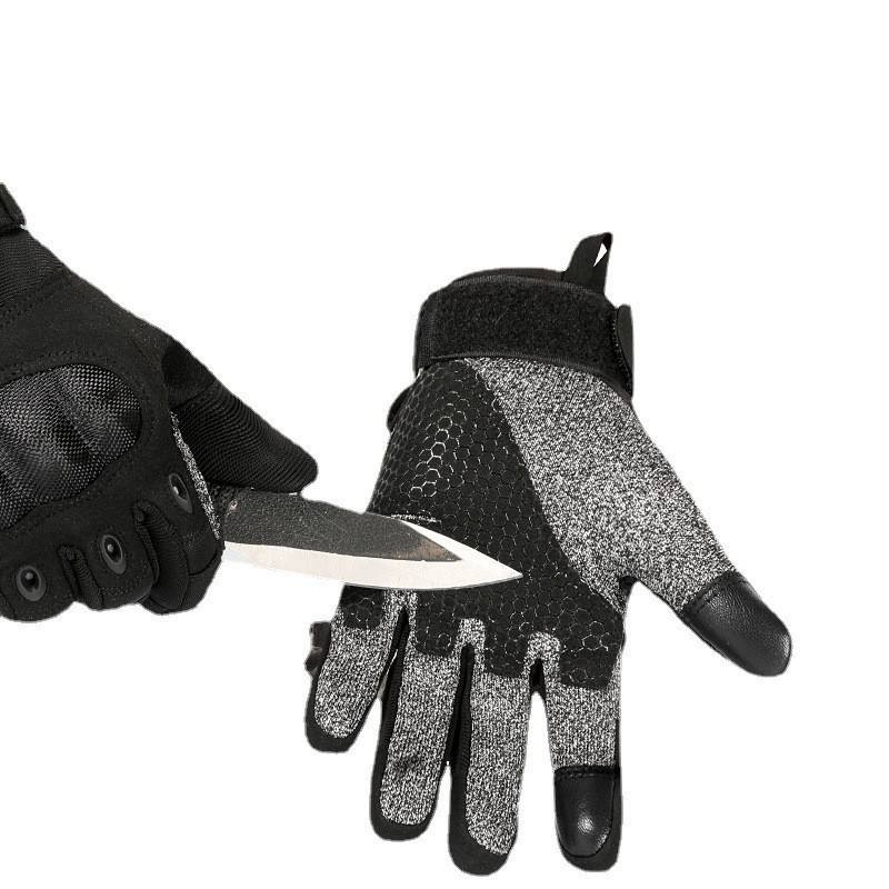 Cut Resistant Motorcycle Gloves, Leather/HPPE, Breathable, Non-Slip, Touch Screen, Reinforced Noodles, Durable, For Training