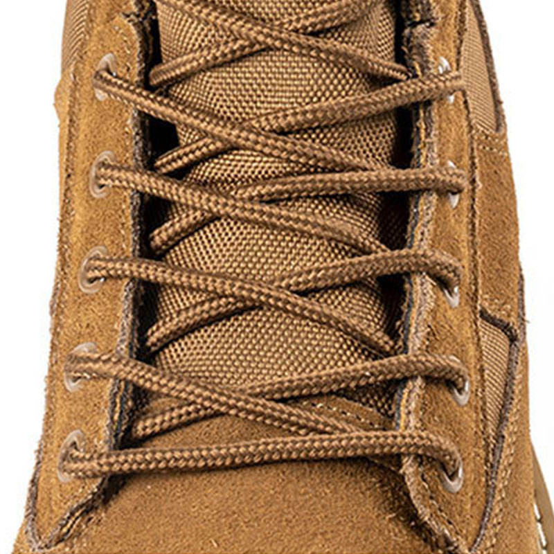 Combat Boots for Desert, Hiking and Outdoor Activities, Corded, Leather and Corded Fabric, Breathable, Non-Slip, Padded Midsole, Black/Tanned Tone