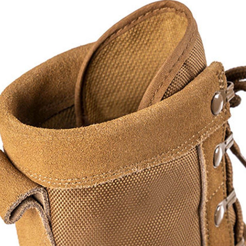 Combat Boots for Desert, Hiking and Outdoor Activities, Corded, Leather and Corded Fabric, Breathable, Non-Slip, Padded Midsole, Black/Tanned Tone
