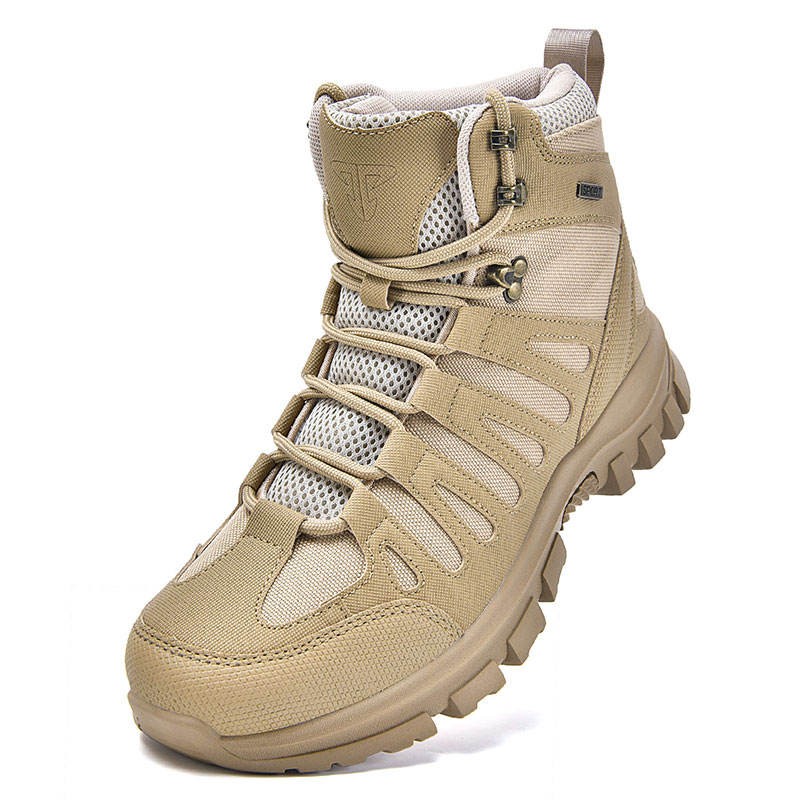 Outdoor Tactical Combat Desert Boots Waterproof with Laces for Men Hiking Shoes for