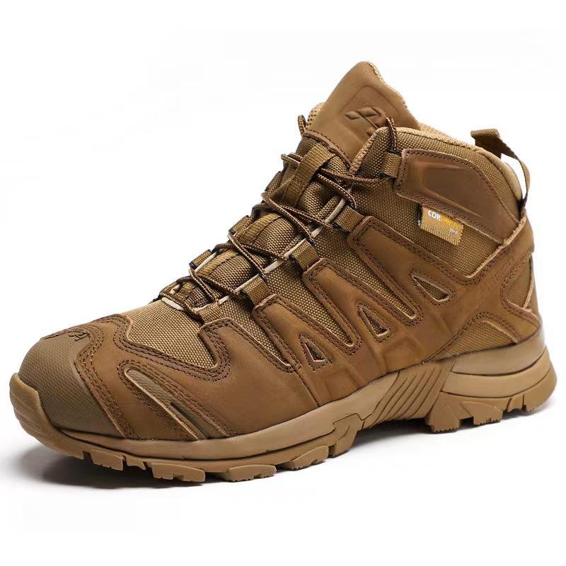 Outdoor combat desert boots, hiking tactical safety shoes, waterproof, breathable, leather, unisex, anti-slip tactical safety clothing