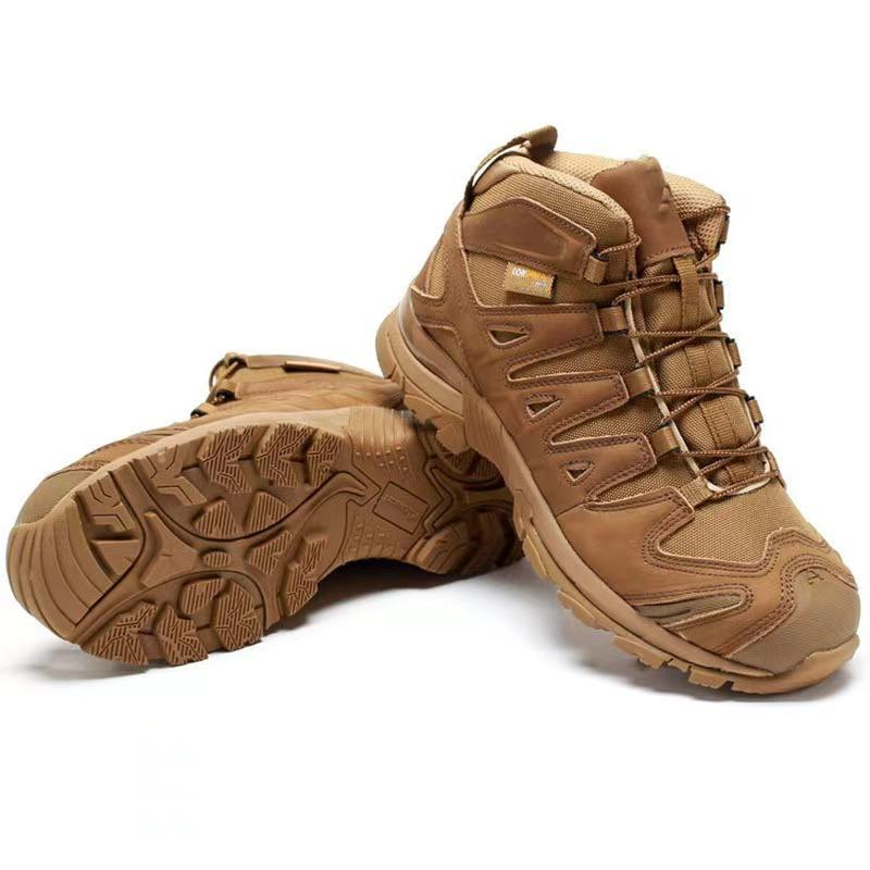 Outdoor combat desert boots, hiking tactical safety shoes, waterproof, breathable, leather, unisex, anti-slip tactical safety clothing