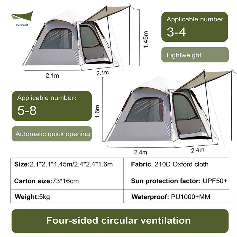 Countryside Tent Lightweight Double Layer Easy Storage Breathable Travel Beach Outdoor Tent