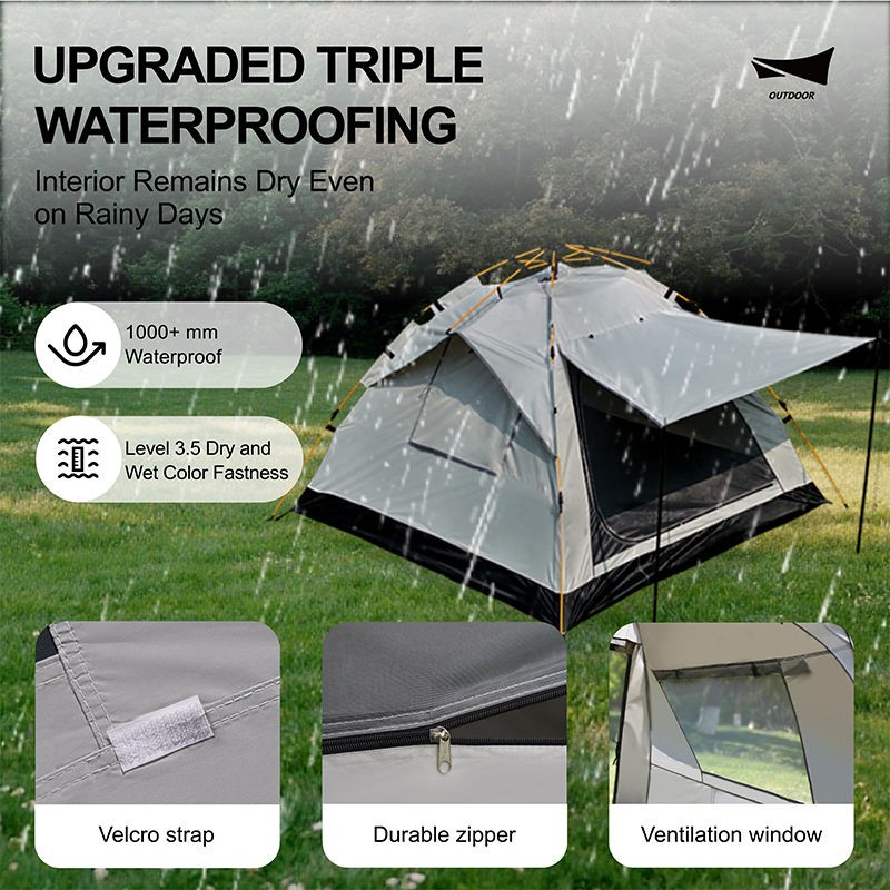 High strength waterproof tent, ventilated shelter for all kinds of weather, quick and portable installation, Oxford fabric waterproof tent for hiking