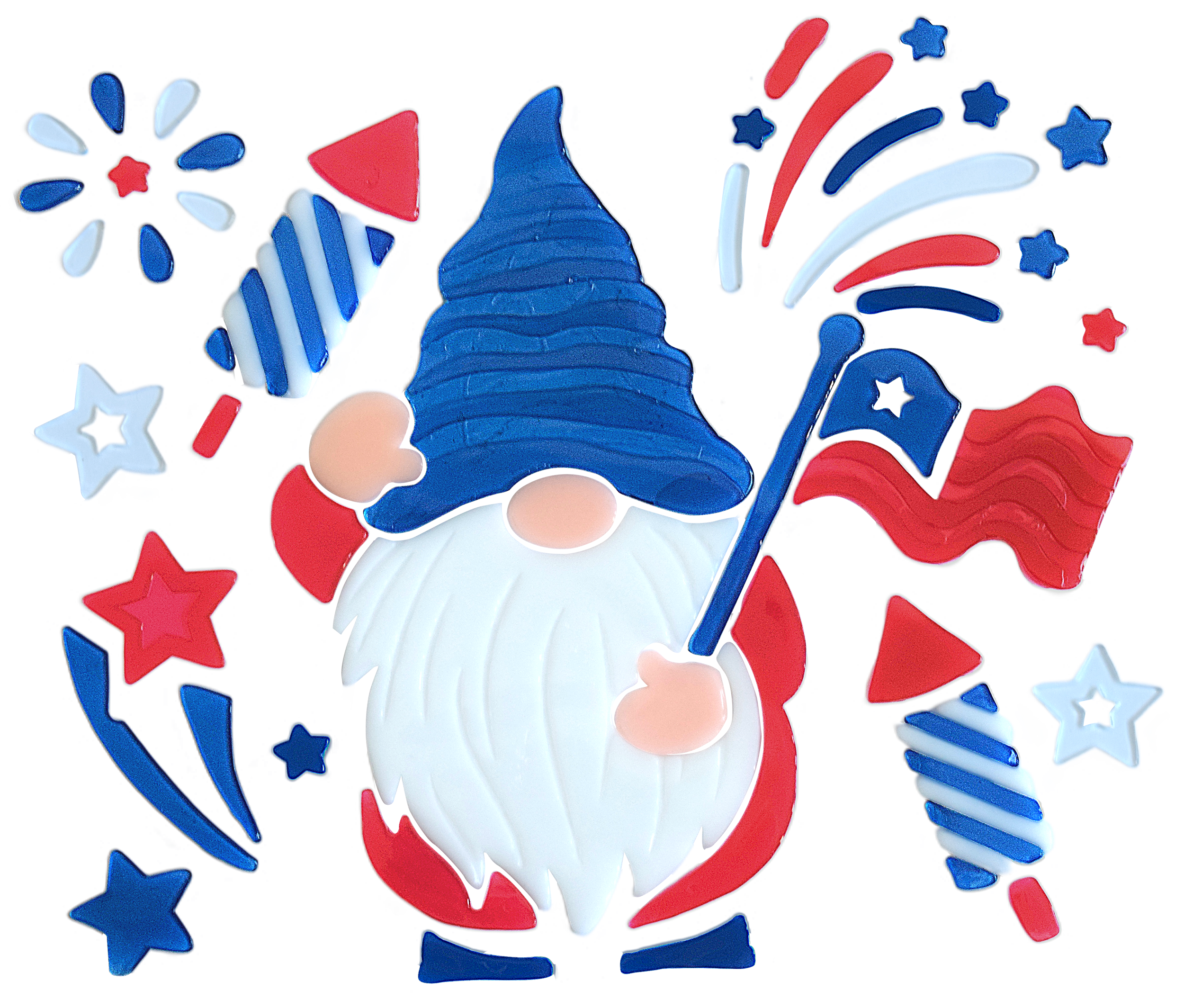 6 Sheets 4th of July Window Clings Decorations, Patriotic American Flag Gel Stickers for Glass Windows Independence Day, Memorial Day, Veteran's Day,USA Holiday Red White Blue Decor