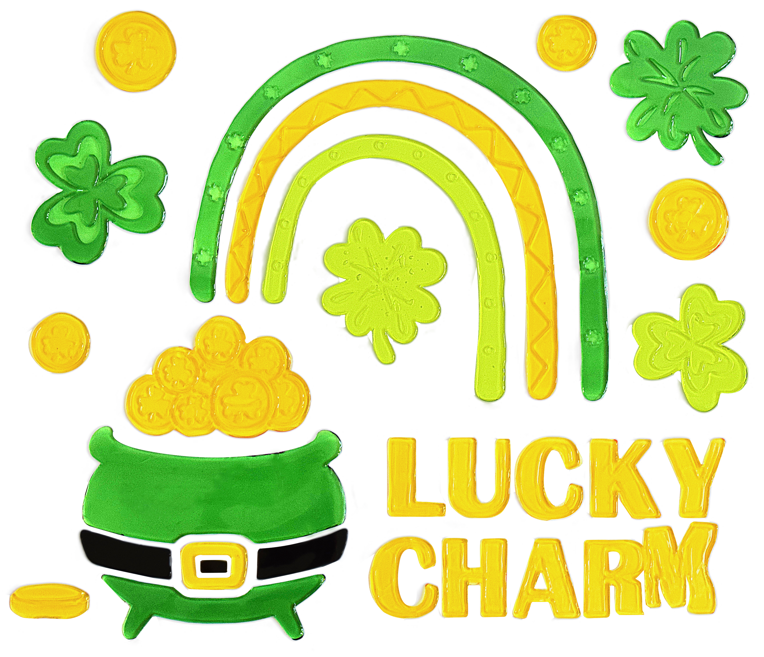 6pcs St Patricks Day Window Clings Gel, Shamrock Top Hat Leprechaun Lucky Irish St Patricks Day Decor, St Patricks Day Decorations for Office, Holiday Window Clings for Party Supplies Gifts