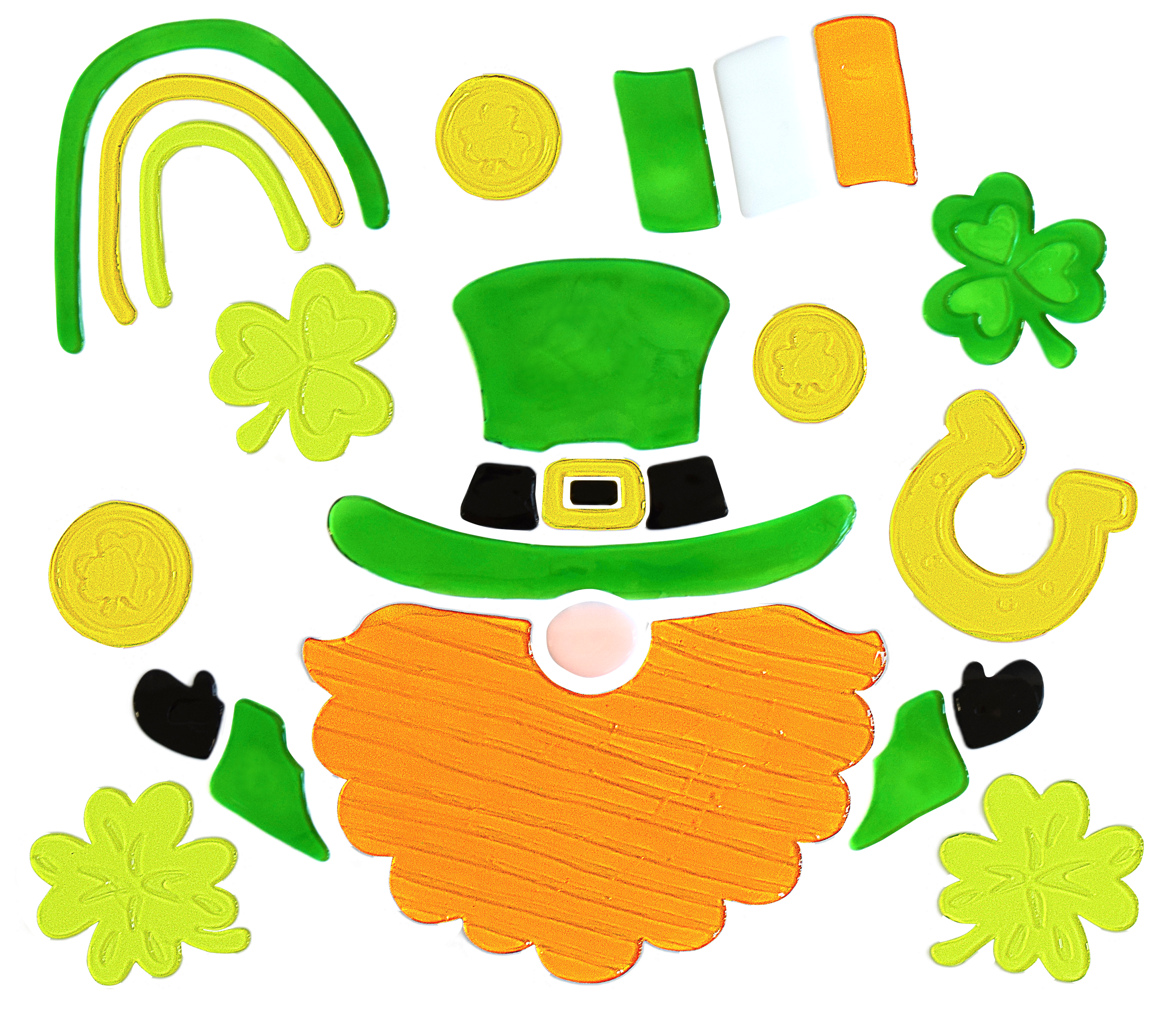 6pcs St Patricks Day Window Clings Gel, Shamrock Top Hat Leprechaun Lucky Irish St Patricks Day Decor, St Patricks Day Decorations for Office, Holiday Window Clings for Party Supplies Gifts