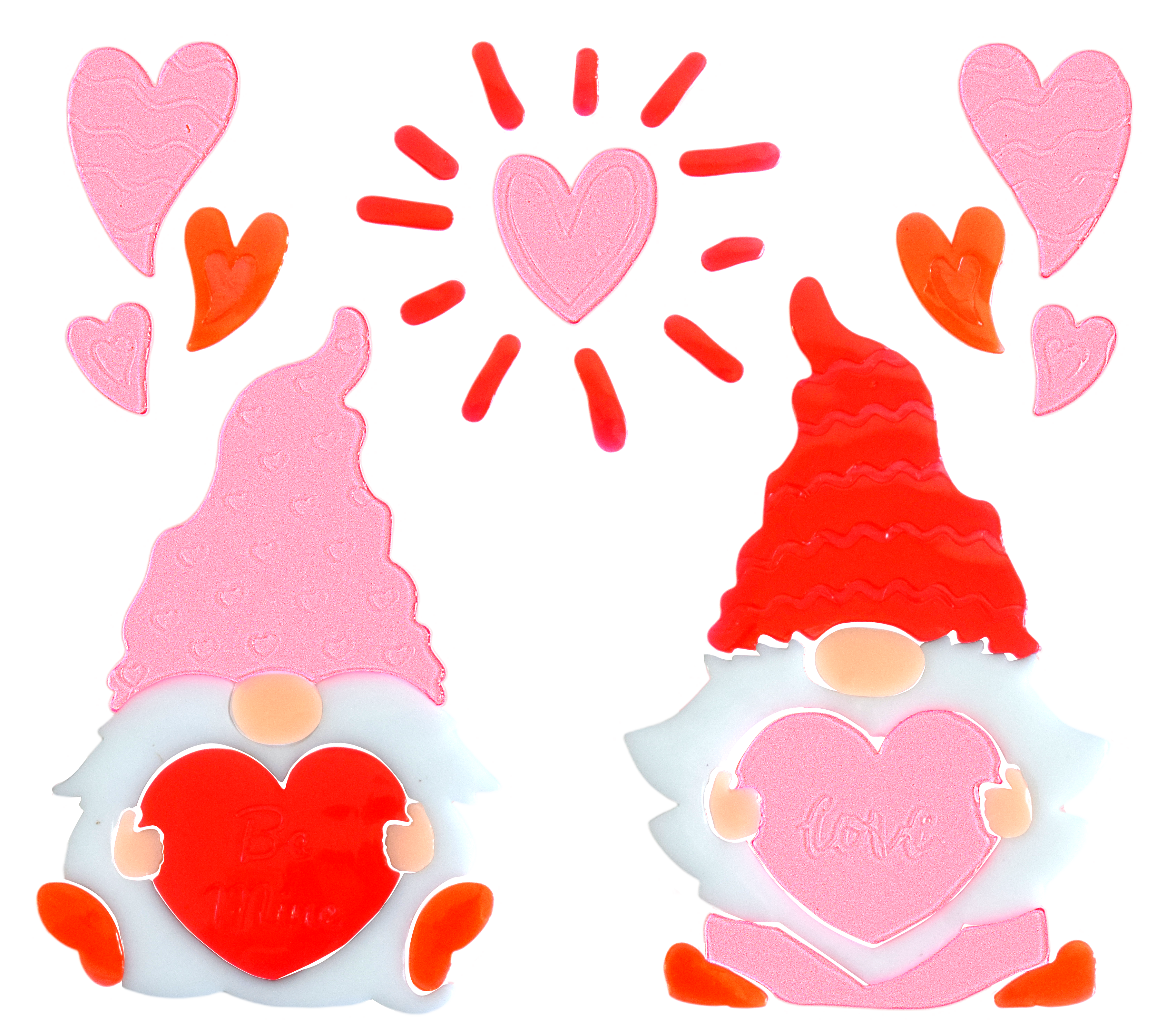 Valentines Window Clings Gel, Happy Valentine's Day,Cupid,Heart Love Gnome Window Clings for Glass Windows,Valentines Window Stickers,Valentines Day Decorations