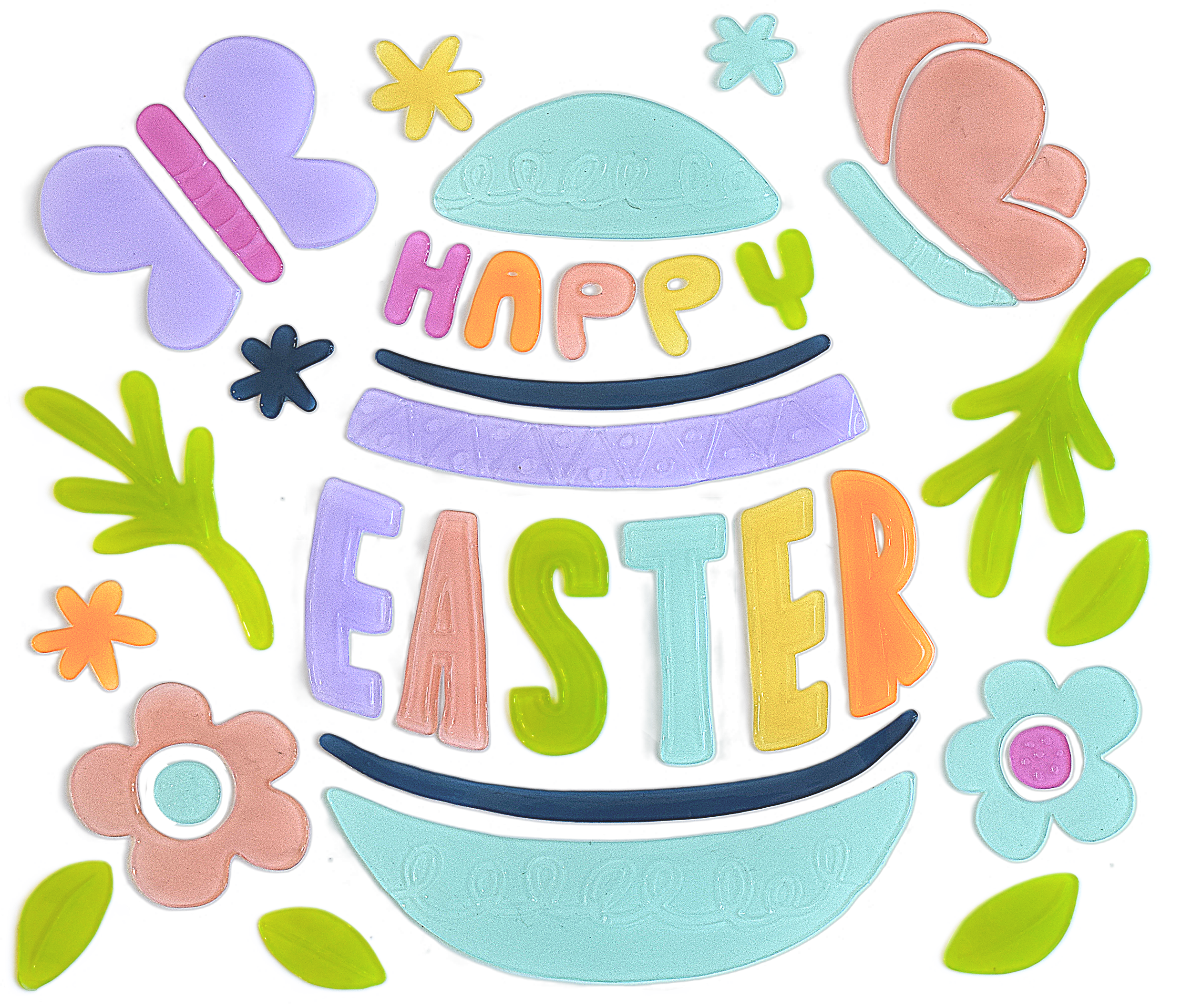 6Pcs Easter Window Clings Jelly Stickers Bunny Egg Flower Chick Butterfly for Glass Windows Mirrors Refrigerators, Easter Window Decorations for Home Office Party