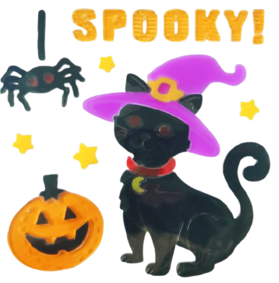 Halloween Window Gel Clings Ghost Pumpkin Bat Witch Cat Boo Blood Decal Stickers for Halloween Home Party Window Decorations