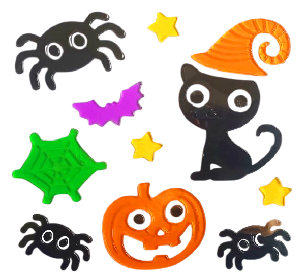 Halloween Window Gel Clings Ghost Pumpkin Bat Witch Cat Boo Blood Decal Stickers for Halloween Home Party Window Decorations