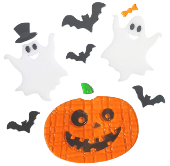 Halloween Window Gel Clings Ghost Pumpkin Bat Witch Cat Boo Blood Decal Stickers for Halloween Home Party Window Decorations