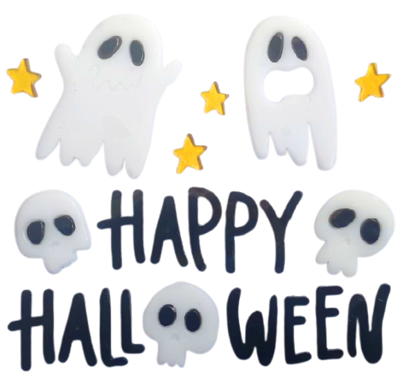 Halloween Window Gel Clings Ghost Pumpkin Bat Witch Cat Boo Blood Decal Stickers for Halloween Home Party Window Decorations