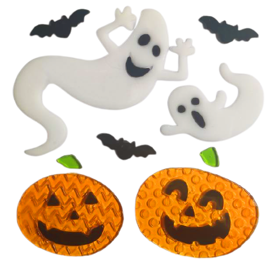 Halloween Window Gel Clings Ghost Pumpkin Bat Witch Cat Boo Blood Decal Stickers for Halloween Home Party Window Decorations