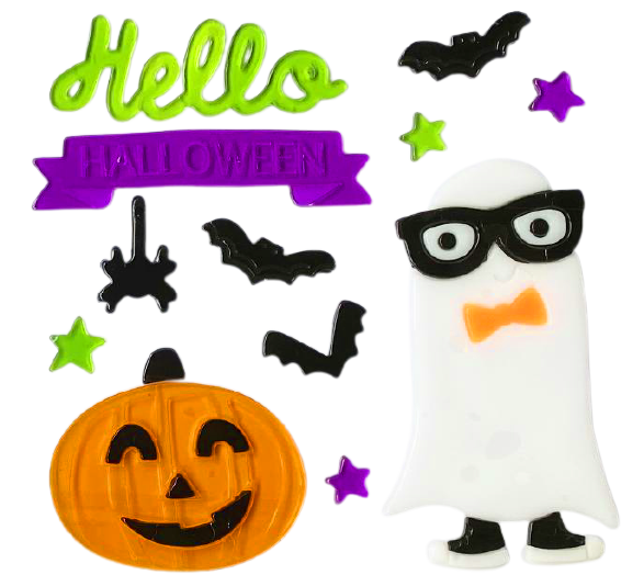 Halloween Window Gel Clings Ghost Pumpkin Bat Witch Cat Boo Blood Decal Stickers for Halloween Home Party Window Decorations