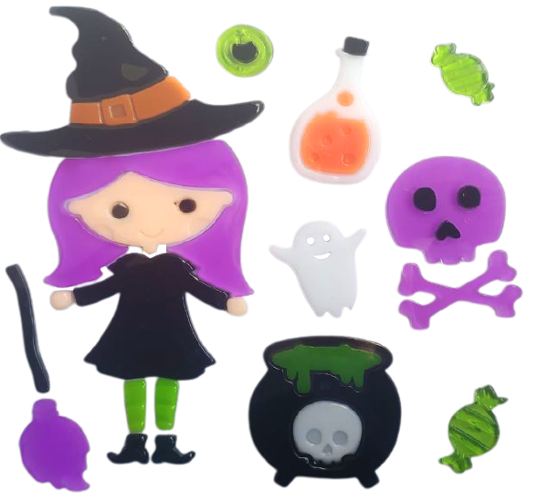 Halloween Window Gel Clings Ghost Pumpkin Bat Witch Cat Boo Blood Decal Stickers for Halloween Home Party Window Decorations