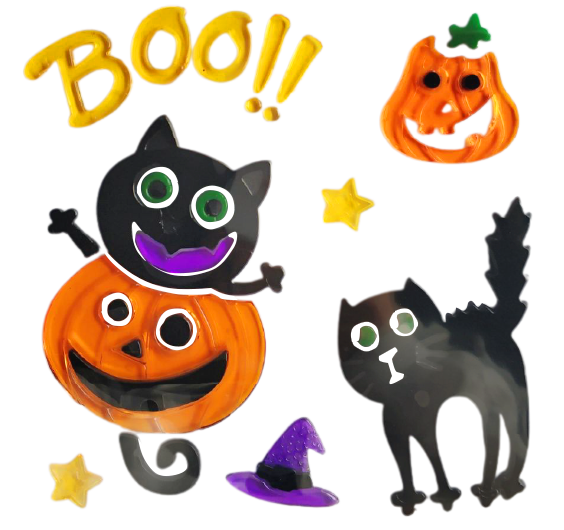 Halloween Window Gel Clings Ghost Pumpkin Bat Witch Cat Boo Blood Decal Stickers for Halloween Home Party Window Decorations