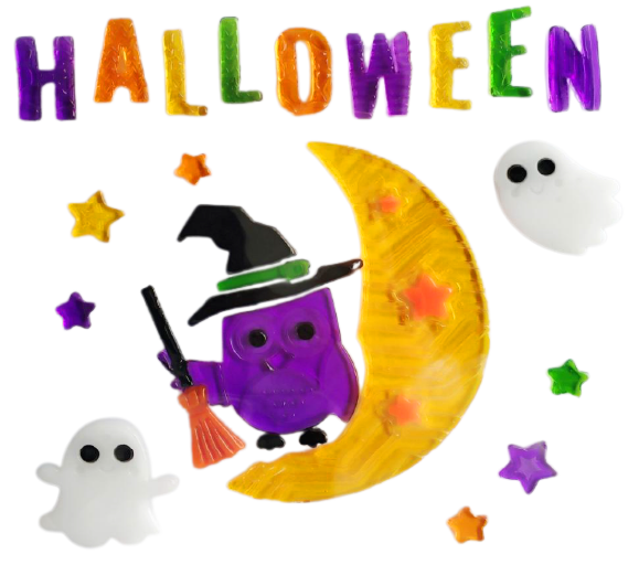 Halloween Window Gel Clings Ghost Pumpkin Bat Witch Cat Boo Blood Decal Stickers for Halloween Home Party Window Decorations