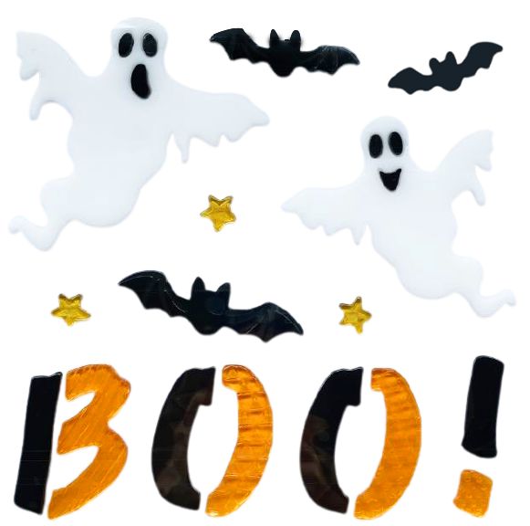 Halloween Window Gel Clings Ghost Pumpkin Bat Witch Cat Boo Blood Decal Stickers for Halloween Home Party Window Decorations