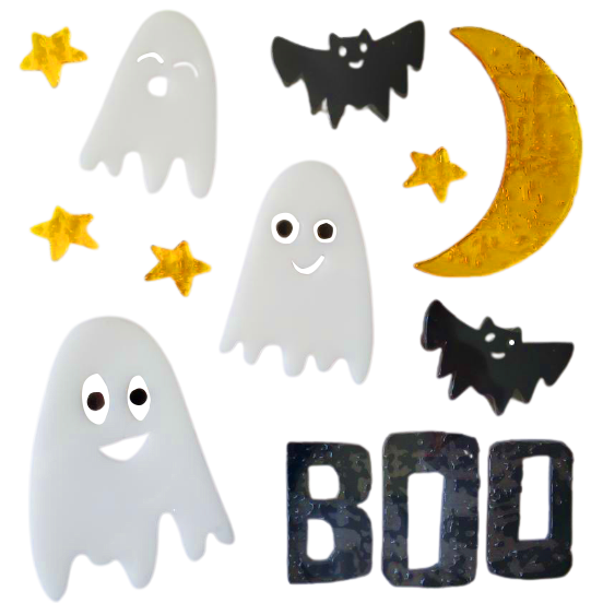 Halloween Window Gel Clings Ghost Pumpkin Bat Witch Cat Boo Blood Decal Stickers for Halloween Home Party Window Decorations