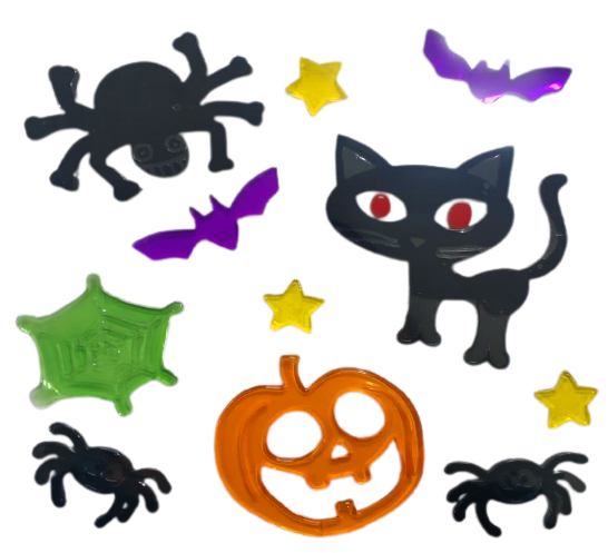 Halloween Window Gel Clings Ghost Pumpkin Bat Witch Cat Boo Blood Decal Stickers for Halloween Home Party Window Decorations