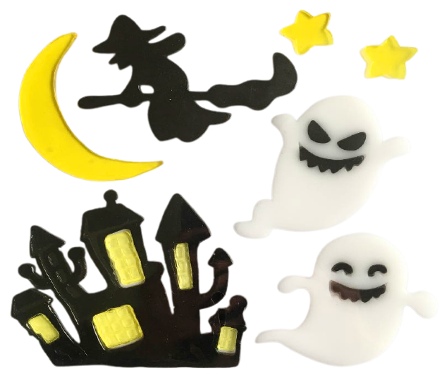 Halloween Window Gel Clings Ghost Pumpkin Bat Witch Cat Boo Blood Decal Stickers for Halloween Home Party Window Decorations