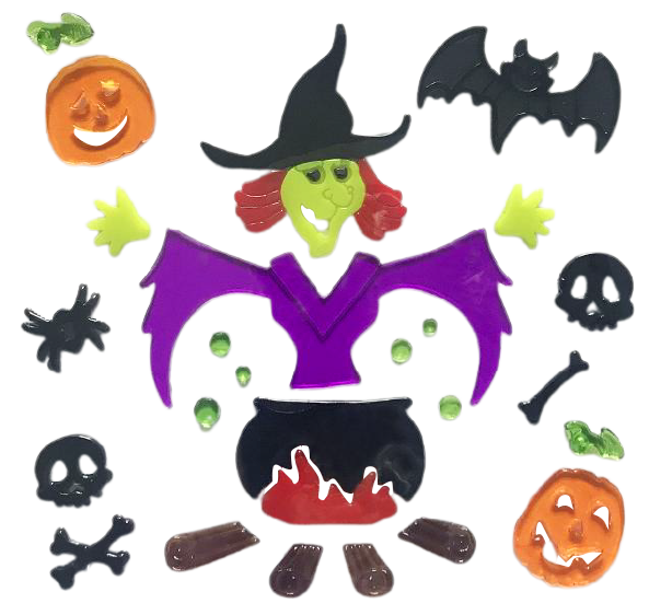 Halloween Window Gel Clings Ghost Pumpkin Bat Witch Cat Boo Blood Decal Stickers for Halloween Home Party Window Decorations