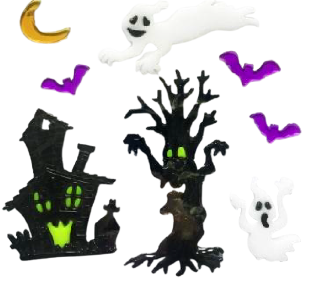 Halloween Window Gel Clings Ghost Pumpkin Bat Witch Cat Boo Blood Decal Stickers for Halloween Home Party Window Decorations