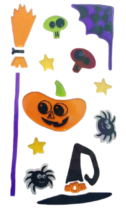 Halloween Window Gel Clings Ghost Pumpkin Bat Witch Cat Boo Blood Decal Stickers for Halloween Home Party Window Decorations
